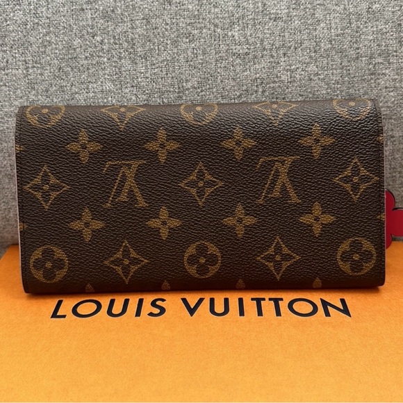 Louis Vuitton Long Wallet Portefeuille Emilie Brown Monogram with Pink Accents - Picture 5 of 13